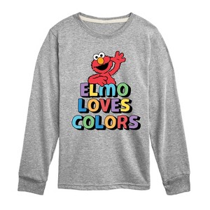 Boys' - Sesame Street - Elmo Loves Colors Long Sleeve Graphic T-Shirt - 1 of 3