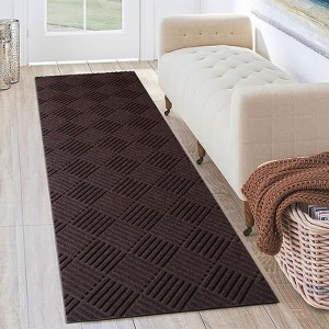 Petgrow Hallway Runner Rug Custom Sizes,Commercial Runner Rubber Backing Non-Slip Carpet Washable Area Rugs for Entryway, Garage, Front Door,Brown - 1 of 4