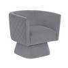Velvet Upholstery Solid Wood Swivel Accent Chair with Diamond-Stitched Back, Foam Padding, Attached Cushions and 360-Degree Swivel - 3 of 4