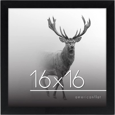 Americanflat 16x16 Poster Frame in Black with Polished Plexiglass - Horizontal and Vertical Formats with Included Hanging Hardware