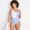 Lands' End Women's Slender Suit V-neck Pleated X-back One Piece Swimsuit Adjustable Straps - 4 of 4