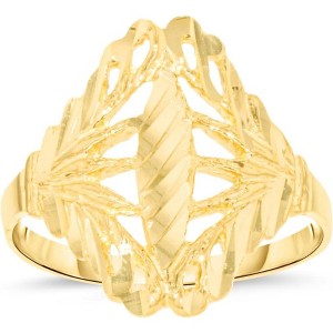 10k Yellow Gold 18mm Feather Openwork Filigree Ring - 1 of 4