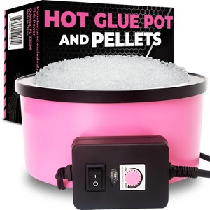 Pink Power Electric Hot Glue Pot for Crafts with 1lb Pellets, Hot Melt Glue Skillet for Crafting - Adjustable Temp 225-400 F 160ml - 1 of 4