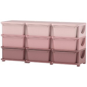Aghana Digitals Pink Kids Storage Tower: 3-Tier 9-Drawer Dresser with Removable Bins, Rounded - 1 of 4