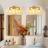 DAKAFUL Vintage Bathroom Vanity Light,2/3/4-Light E26 Base Vanity Fixture With Patterned Glass Shade&Iron Frame, Wall Sconce Over Mirror - 3 of 4