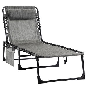 Chic Crate - Outsunny 400lb Reclining Sun Lounger - 8-Position Adjustable & Detachable Cooling Pillow - Compact Fold for Beach/Patio, Storm Grey - 1 of 4