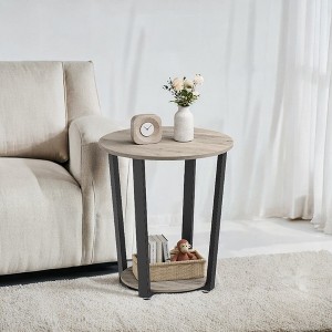 VASAGLE End Table, Round Side Table with Storage Shelf, Easy Assembly, Industrial Accent Furniture with Steel Frame - 1 of 4
