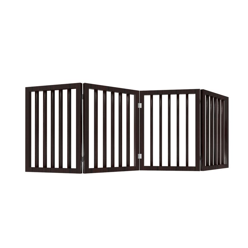 Indoor Pet Gate - 4-Panel Folding Dog Gate for Stairs or Doorways - 73x24-Inch Freestanding Pet Fence for Cats and Dogs by PETMAKER (Brown), 3 of 4