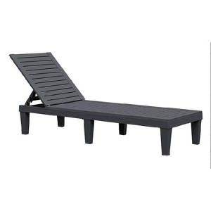 Dolonm  Adjustable Lounge chair,Wood Texture Design, Easy Assembly for Patio/Beach,Black - 1 of 1