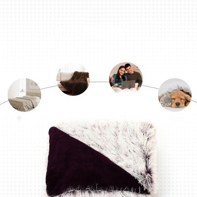 Purple Ombre Reversible Faux Fur Throw Blanket 60" x 70"