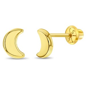 Girl's Crescent Moon Screw Back 14k Gold Earrings - In Season Jewelry - 1 of 4
