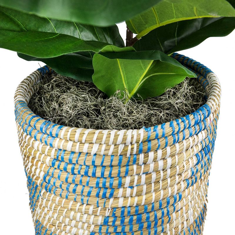 48&#34; Artificial Deluxe Fig Bush in Basket Blue and Cream - LCG Florals, 6 of 8
