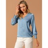Allegra K Women's Elegant Satin Long Sleeve Office Work Blouses - 3 of 4