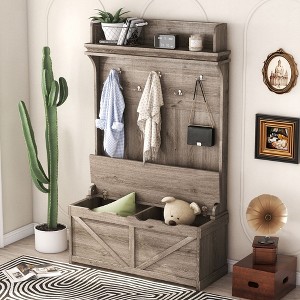 NicBex Hall Tree with Bench and Shoe Storage Coat Rack with 5 Hooks, Open Top Storage Rack for Entrance, Corridor - 1 of 4