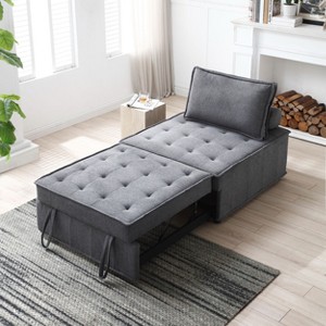 Multipurpose Faux Leather Ottoman Lazy Chair Pulling Out Sofa Bed for Bedroom-Christopher Knight Home - 1 of 4