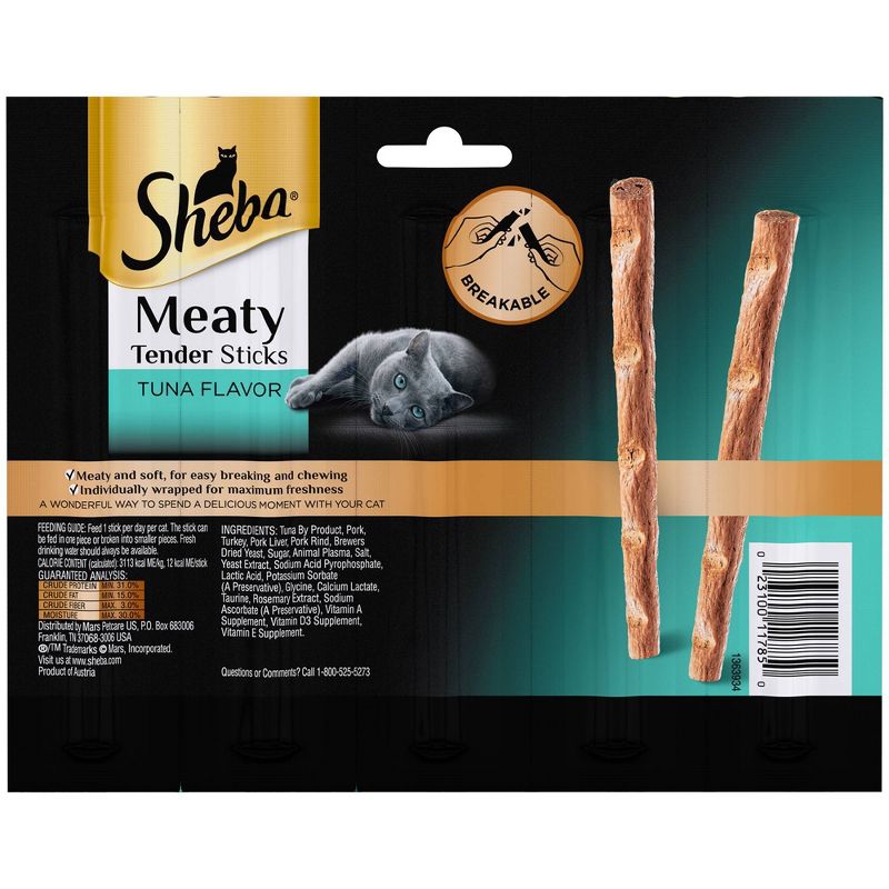 Sheba Meaty Tender Sticks Tuna Flavor Jerky Cat Treats - 0.7oz/5ct, 3 of 6