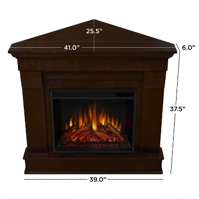 Dark Walnut Free-standing Electric Fireplace with Mantel