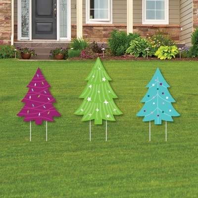 Big Dot Of Happiness Merry And Bright Trees - Outdoor Lawn Sign ...