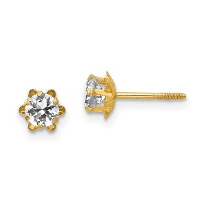 Black Bow Jewelry Kids 4mm Synthetic White Topaz & 14k Yellow Gold Screw Back Earrings - 1 of 4