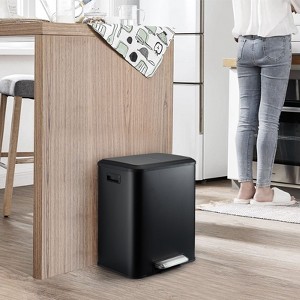 2x4 Gallon Dual Trash Can with Removable Inner Bucket, Step Waste Bin with Soft Close Lid, 30L Rectangle Garbage Can for Kitchen, Bathroom - 1 of 4