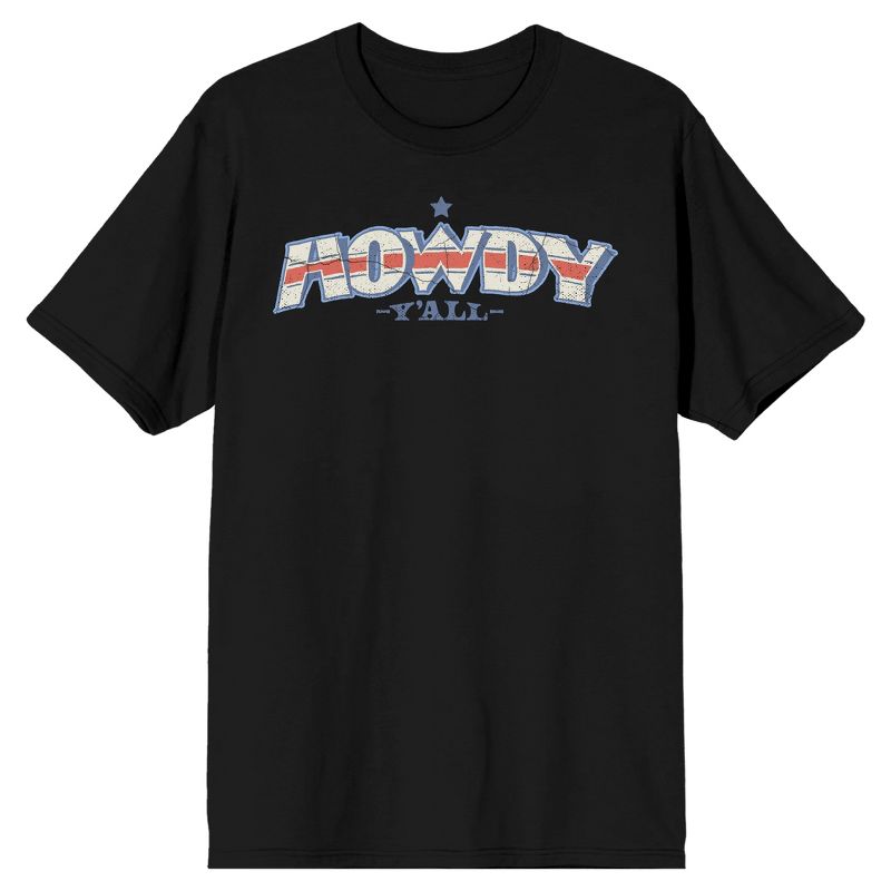 Western "Howdy" Men's Black Short Sleeve Crew Neck Tee, 1 of 4