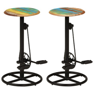 vidaXL Bar Chair Set of 2 Multicolor top with black steel frame