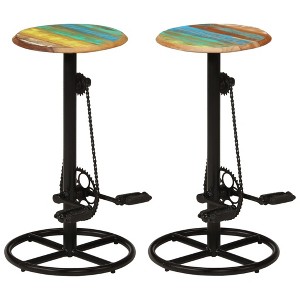 vidaXL Bar Chair Set of 2 Multicolor top with black steel frame - 1 of 4