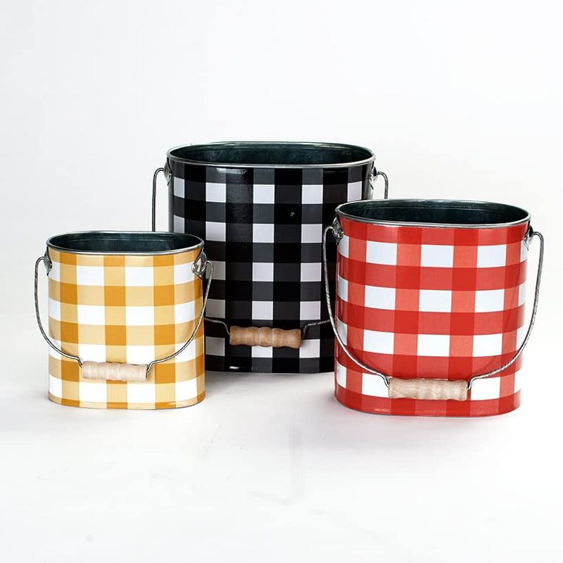 The Lakeside Collection Decorative Metal Buckets with Carrying Handles - Set of 3, 4 of 7