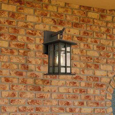 Matte Bronze 16" Arlington Creek Outdoor Wall Lantern with Seedy Glass
