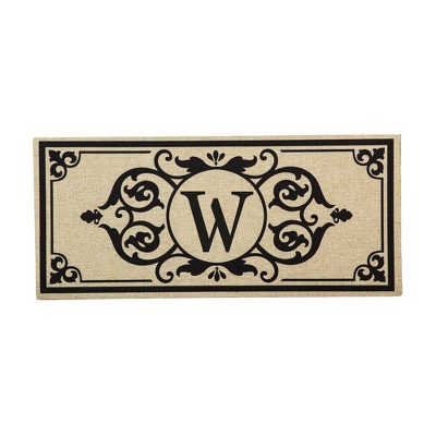 Evergreen Flag Cambridge Monogram Burlap Sassafras Switch Mat, Letter W