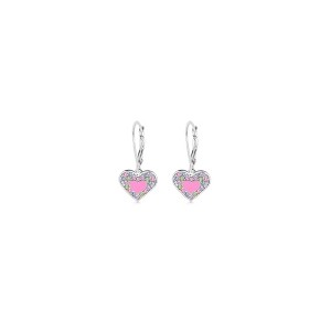 Chanteur Hypoallergenic Kids Jewelry Accessories Hearts Pink CZ White Gold Palladium Plating Earrings leverback is made from 925 Sterling silver - 1 of 1