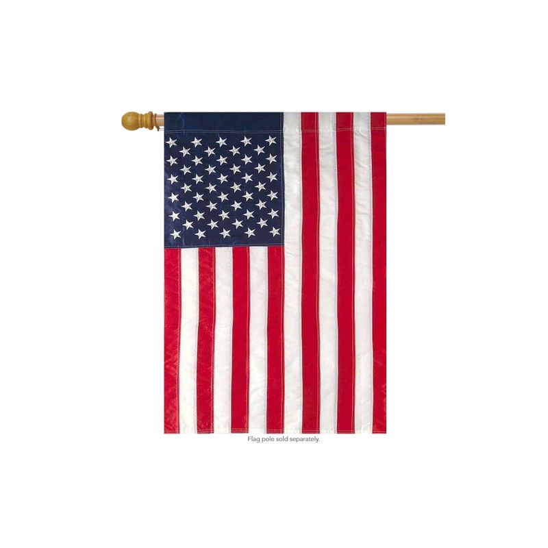 Briarwood Lane American Flag Applique & Embroidered House Flag Stars & Stripes USA 28" x 50", 2 of 3