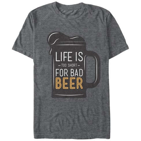 Men's Lost Gods Too Short For Bad Beer T-shirt - Charcoal Heather - X ...