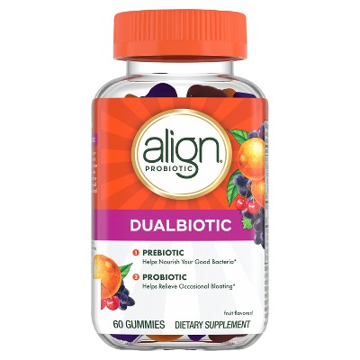 Align DualBiotic Prebiotic & Probiotic Daily Supplement Gummies - Natural Fruit  - 60ct