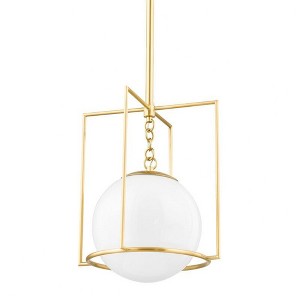 Mitzi Frankie 1 - Light Pendant in  Aged Brass White Shade - 1 of 1