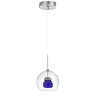 4.75" Integrated LED Dimmable Double Glass Mini Pendant Clear and Blue - Cal Lighting