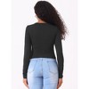 Allegra K Women's Ruched Front V Neck Asymmetrical Hem Y2K Drawstring Crop Top - 4 of 4
