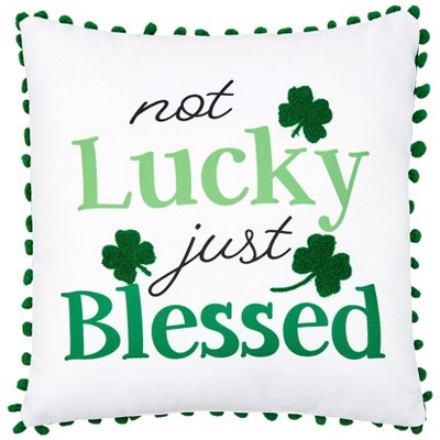 The Lakeside Collection St. Patrick's Day Embroidered Decorative Pillow - Lucky 18" Square