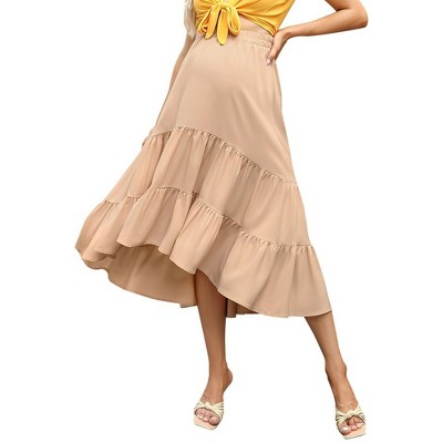 Women's High Waist Floral Print Pleated Maxi Skirt