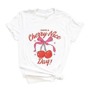Simply Sage Market Women's Coquette Cherry Nice Day Short Sleeve Graphic Tee - 1 of 2