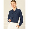 Allegra K Women's Work Office Long Sleeve Button Decor Elegant Bow Tie Neck Blouse - 2 of 4