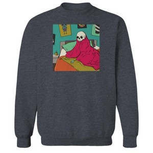 Rerun Island Men's Cold Skeleton Long Sleeve Graphic Cotton Sweatshirt - 1 of 1