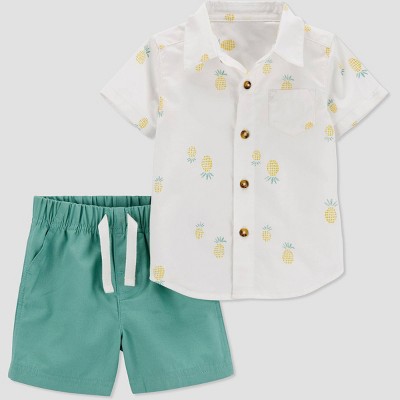 Image of Carter's Just One You® Baby Boys' Pineapple Top & Bottom Set - Green 18M