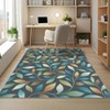 Modern Machine Washable Floral Area Rug 10 x 13 Non Slip Leaf Print Contemporary Living Room Carpet Low Pile Soft Foldable Botanical Floor Cover - 3 of 4