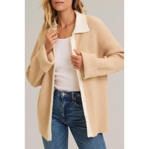 Women's color block ribbed knit button down sweater - In February - 1 of 4
