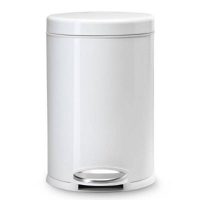 Simplehuman 5l Slim Stainless Steel Step Trash Can White : Target