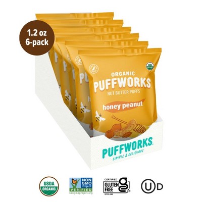Puffworks Organic Honey Peanut Butter Puffs (6-pack of 1.2oz bags)