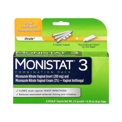 MONISTAT 3-Dose Yeast Infection Treatment, 3 Ovule Inserts & External Itch Cream