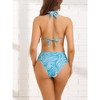 Elerevyo Women's Halter Lace Up High Cut Triangle Thong Bottom Strappy Swimsuit 2 Pcs - 3 of 4