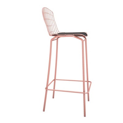 Madeline 42" Rose Pink Gold and Black Industrial Chic Barstool Set